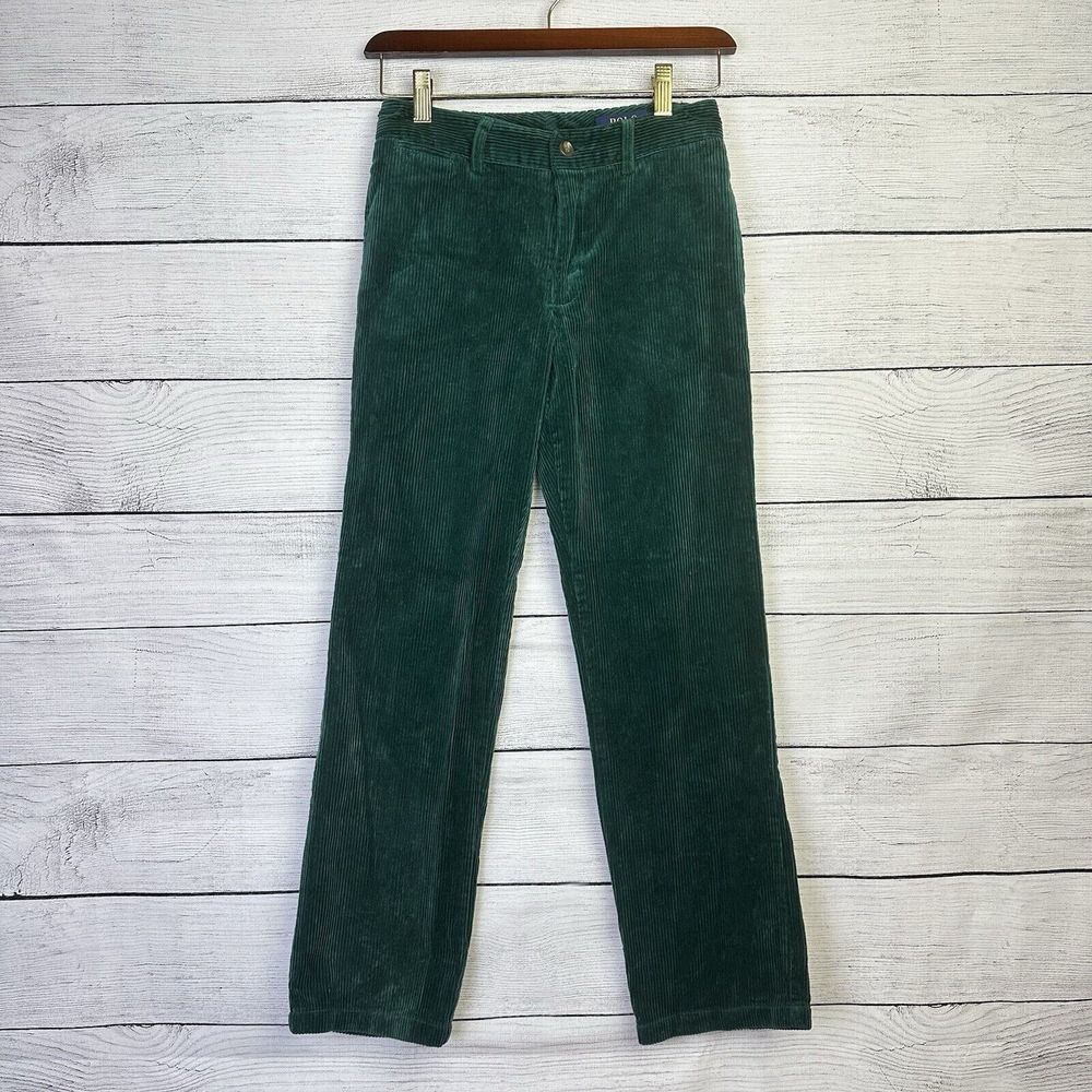 Polo Ralph Lauren‎ Corduroy Pants Youth Size 12 Green Cotton Classic Fit 24x26